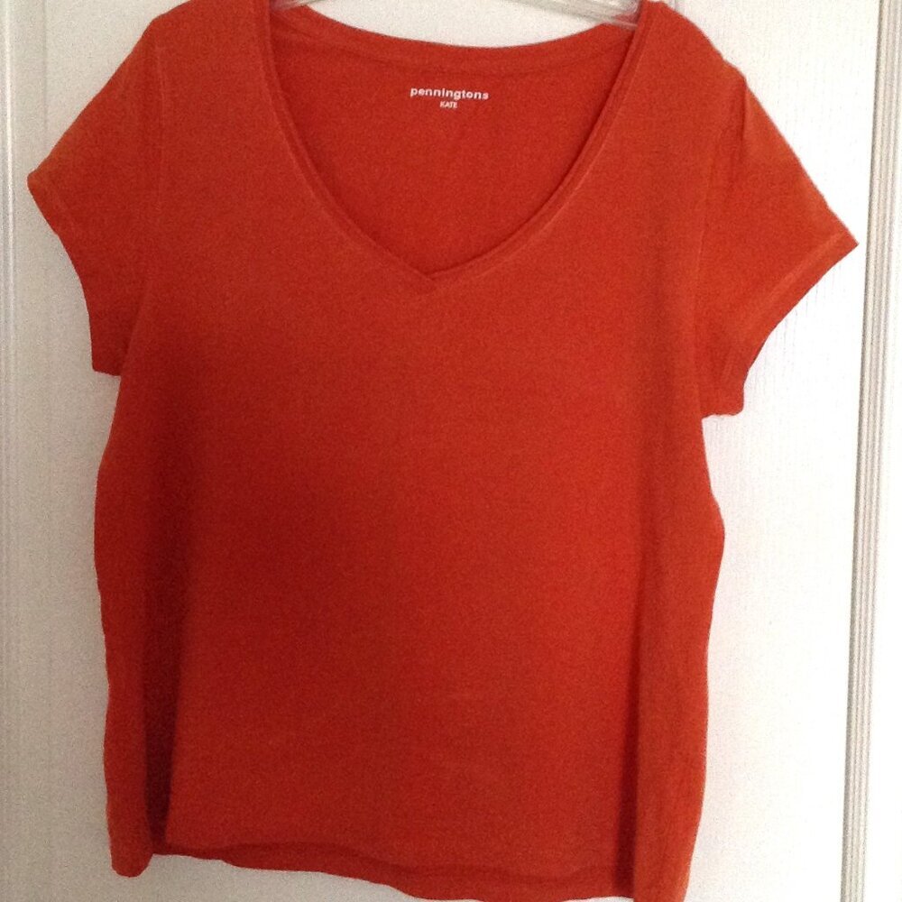 Penningtons Women's Short Sleeve V-Neck T-Shirt Tee Top Size XL
